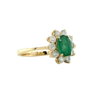 Clearance Gouden ring met smaragd en diamant 14 krt Diamanten Ringen | Ringen Met Edelsteen