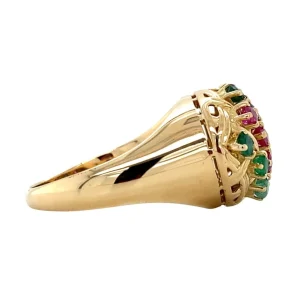 New Gouden ring met smaragd en robijn 18 krt Ringen Met Edelsteen