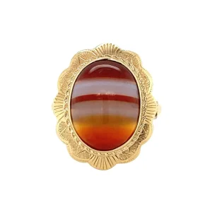 Fashion Gouden ring met streepagaat 14 krt Ringen Met Edelsteen