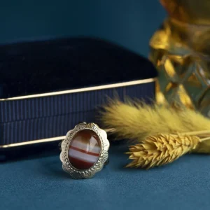 Fashion Gouden ring met streepagaat 14 krt Ringen Met Edelsteen