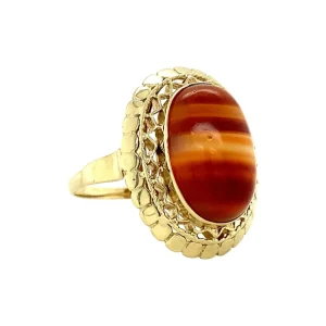 Sale Gouden ring met streepagaat 14 krt Ringen Met Edelsteen