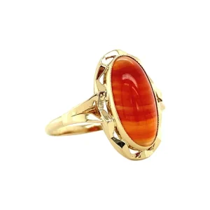 Fashion Gouden ring met streepagaat 14 krt Ringen Met Edelsteen
