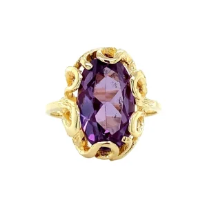 Clearance Gouden ring met synthetische saffier 14 krt Ringen Met Edelsteen