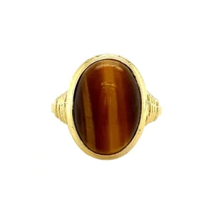 Fashion Gouden ring met tijgeroog 18 krt Ringen Met Edelsteen
