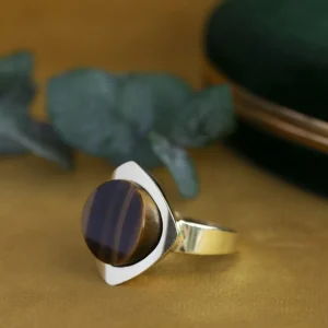 Online Gouden ring met tijgeroog 14 krt Ringen Met Edelsteen