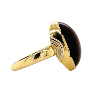 Hot Gouden ring met tijgeroog 14 krt Ringen Met Edelsteen