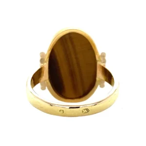 Hot Gouden ring met tijgeroog 14 krt Ringen Met Edelsteen