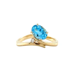 Hot Gouden ring met topaas en diamant 18 krt Diamanten Ringen | Ringen Met Edelsteen