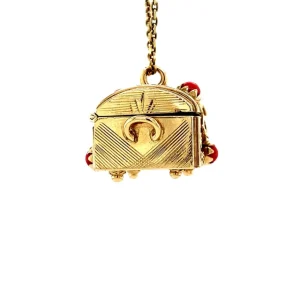 Online Gouden schatkist hanger met bloedkoraal 14 krt Gouden Hanger Met Edelsteen