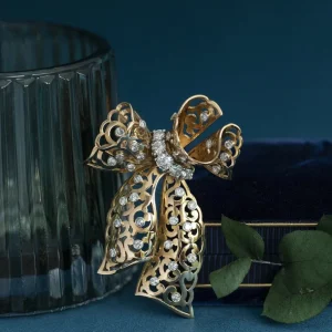 Online Gouden strik hanger met diamant 14 krt/950 Gouden Hanger Met Edelsteen