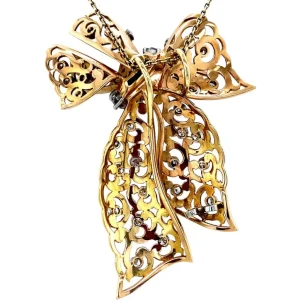 Online Gouden strik hanger met diamant 14 krt/950 Gouden Hanger Met Edelsteen