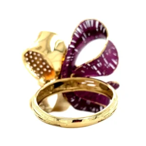 Discount Gouden strik ring met emaille en zirkonia 18 krt Ringen Met Edelsteen