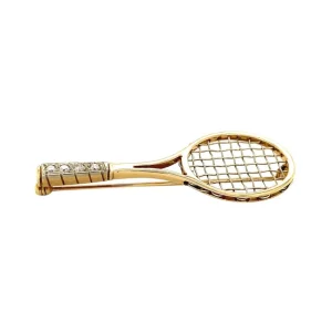 Online Gouden tennisracket broche met diamant 14 krt Broches