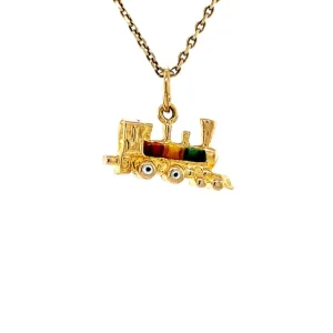 Online Gouden trein hanger met emaille 14 krt Gouden Hangers