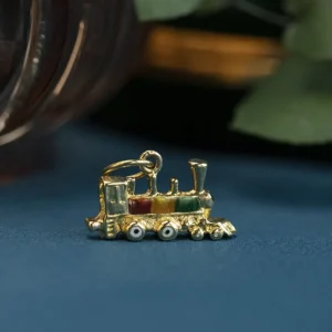 Online Gouden trein hanger met emaille 14 krt Gouden Hangers
