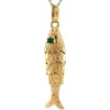 Discount Gouden vis hanger met kleursteen 18 krt Gouden Hanger Met Edelsteen
