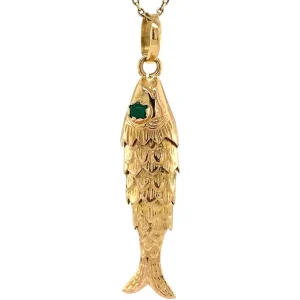 Discount Gouden vis hanger met kleursteen 18 krt Gouden Hanger Met Edelsteen