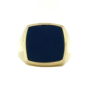 Clearance Gouden zegelring met blauwe laagsteen 14 krt Ringen Met Edelsteen