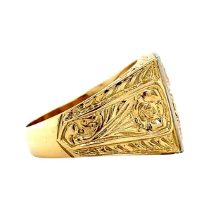 Outlet Gouden zegelring met emaille 18 krt Ringen Met Edelsteen