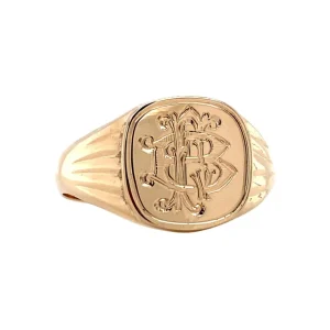 Discount Gouden zegelring met gravure 14 krt Gouden Ringen