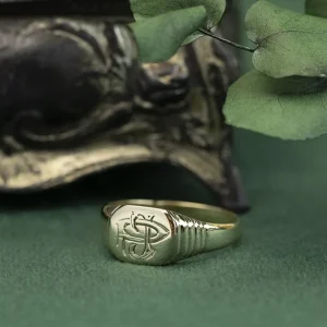 New Gouden zegelring met gravure 14 krt Gouden Ringen