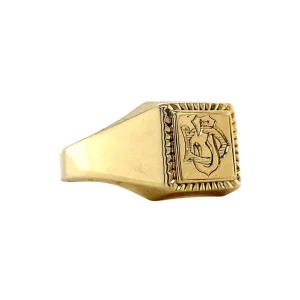 Discount Gouden zegelring met gravure 14 krt Gouden Ringen