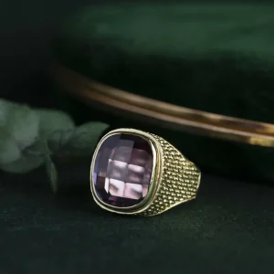 Sale Gouden zegelring met paarse saffier 14 krt Ringen Met Edelsteen