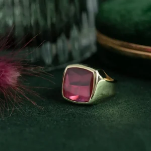 Clearance Gouden zegelring met robijn 14 krt Ringen Met Edelsteen