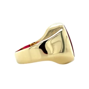 Clearance Gouden zegelring met robijn 14 krt Ringen Met Edelsteen