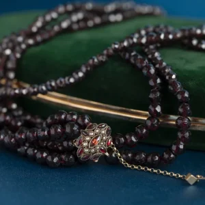 Online Granaat collier met gouden siersluiting 14 krt Kettingen Met Edelsteen