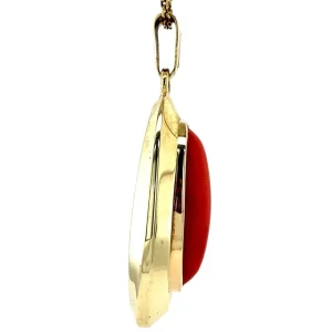 Best Hanger met bloedkoraal 8 krt Gouden Hanger Met Edelsteen