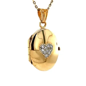 Hot Medaillon hart met zirkonia 9 krt Gouden Medaillon