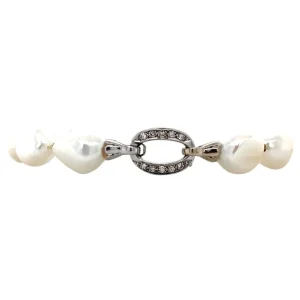 Sale Parel armband met witgouden diamant sluiting 14 krt Armbanden Met Edelsteen
