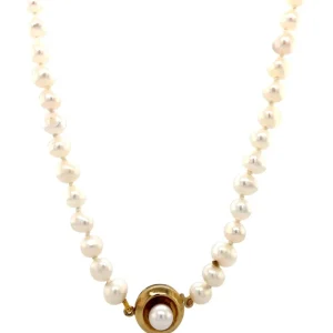 Discount Parel collier met gouden sluiting 14 krt Kettingen Met Edelsteen