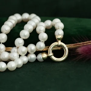 Discount Parel collier met gouden sluiting 14 krt Kettingen Met Edelsteen
