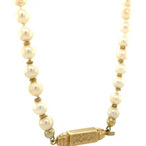 Discount Parel collier met gouden sluiting 14 krt Kettingen Met Edelsteen