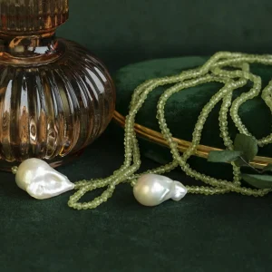 Online Peridoot collier met parel Kettingen Met Edelsteen