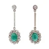 Fashion Platina oorhangers met smaragd en diamant 950 Oorbellen Met Edelsteen