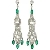 Fashion Platina oorhangers met smaragd en diamant 950 Oorbellen Met Edelsteen