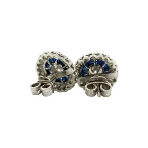 Hot Platina oorstekers met saffier en diamant 950 Oorstekers | Oorbellen Met Edelsteen