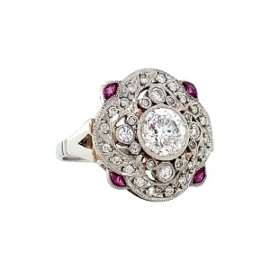 Fashion Platina ring met diamant en robijn 900 Diamanten Ringen | Ringen Met Edelsteen