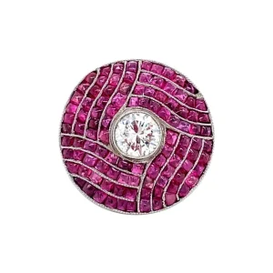 Fashion Platina ring met robijn en diamant 950 Diamanten Ringen