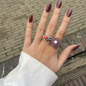 Fashion Platina ring met robijn en diamant 950 Diamanten Ringen