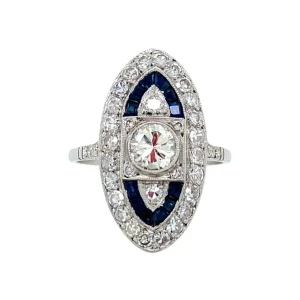 Online Platina ring met saffier en diamant 950 Diamanten Ringen
