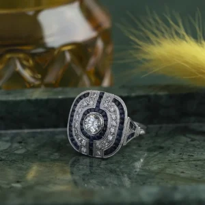 Clearance Platina ring met saffier en diamant 950 Diamanten Ringen | Ringen Met Edelsteen