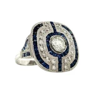 Clearance Platina ring met saffier en diamant 950 Diamanten Ringen | Ringen Met Edelsteen
