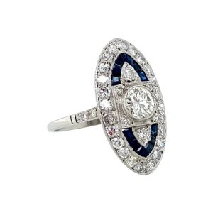 Online Platina ring met saffier en diamant 950 Diamanten Ringen