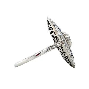 Online Platina ring met saffier en diamant 950 Diamanten Ringen