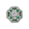 Online Platina ring met smaragd en diamant 950 Diamanten Ringen | Ringen Met Edelsteen