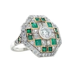 Online Platina ring met smaragd en diamant 950 Diamanten Ringen | Ringen Met Edelsteen
